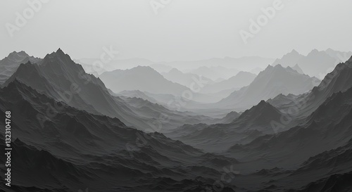 High-Contrast Black and White Topographic Map with Bold Contour Lines and Abstract Terrain Patterns