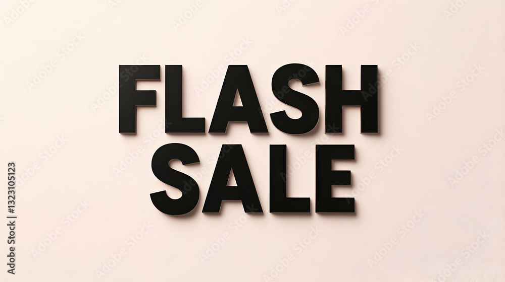Obraz premium Black Letters on Cream Background Announce Flash Sale Promotion