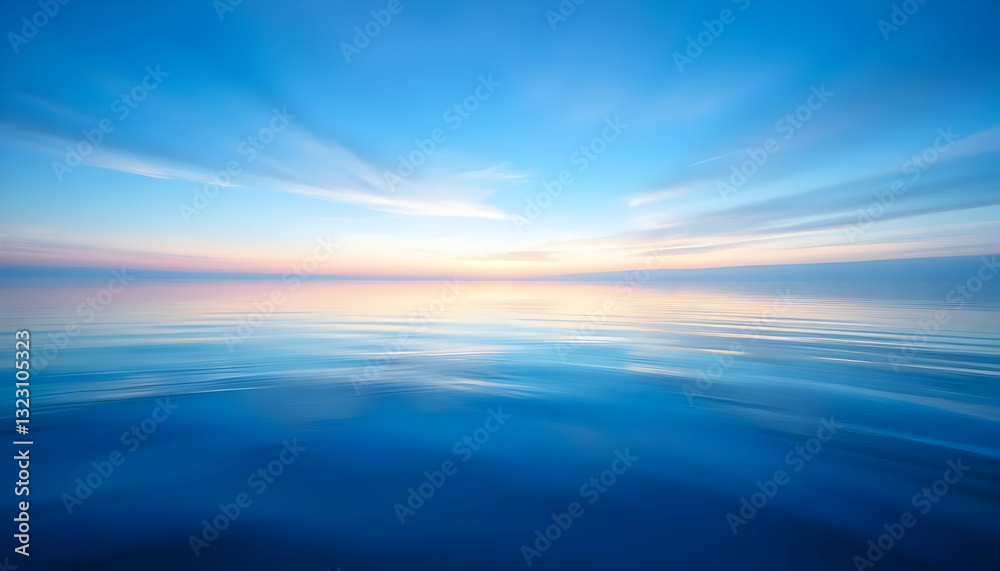 Serene Ocean Horizon at Sunset with Calm Waters and Colorful Sky Serene Ocean Horizon at Sunset with Calm Waters and Colorful Sky