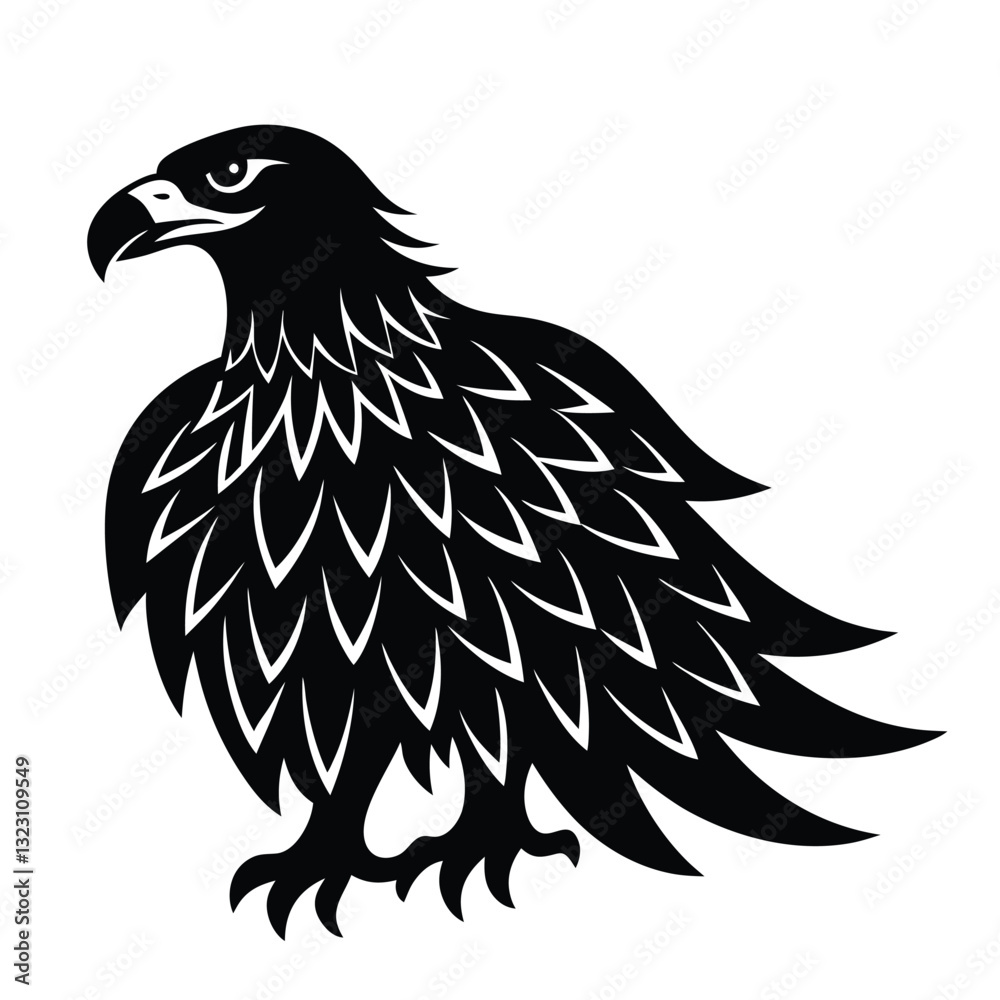 Obraz premium Eagle silhouettes set, large pack of vector silhouette design, isolated white background
