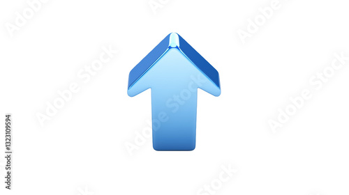 3D Blue Arrow Icon Upward Direction Progress Growth