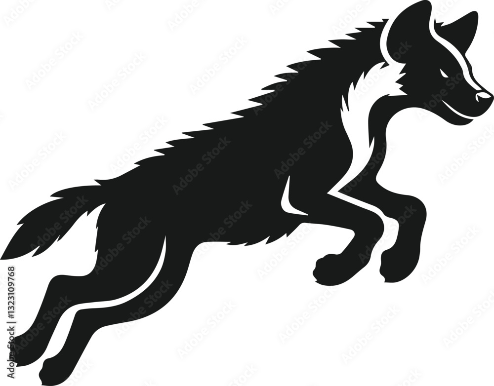 Obraz premium A hyena leaping mid air and legs tucked vector