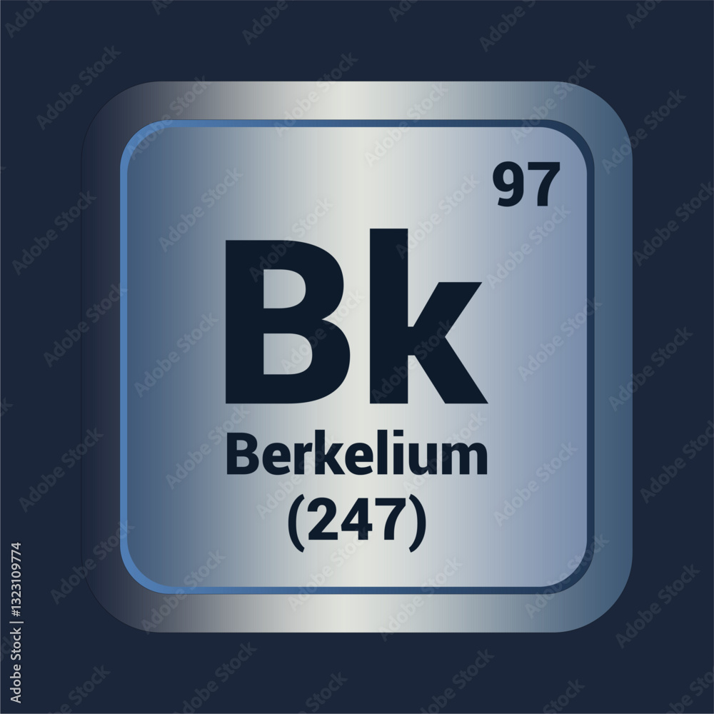 Berkelium Bk icon. Number Ninety Eight. Mass (247) detail. Vector Background. Berkelium Bk icon. Number Ninety Eight. Mass (247) detail. Vector Background.