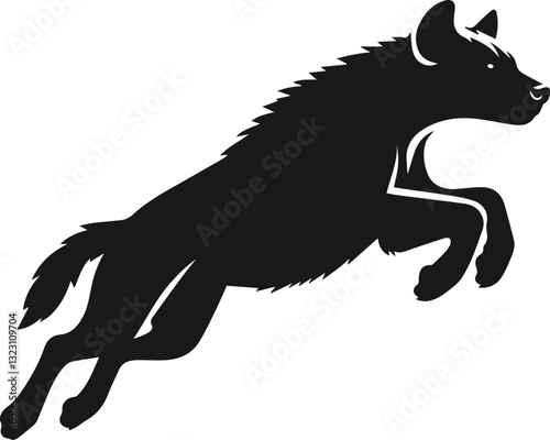 A hyena leaping mid air and legs tucked vector