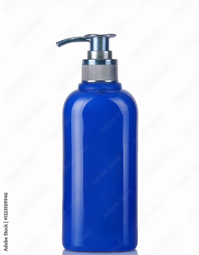 Fototapeta premium A sleek blue pump bottle, perfect for lotions or shampoos. Clean and modern design.