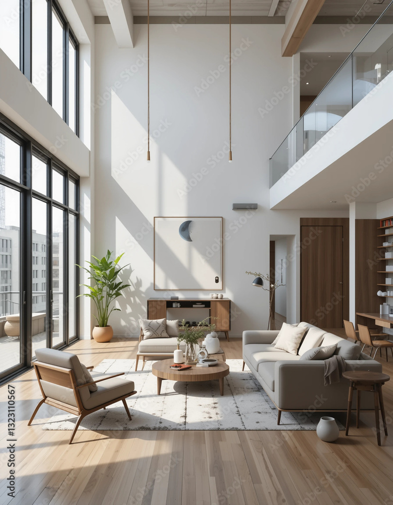 Fototapeta premium Industrial Chic – Stunning Urban Loft Illustrations for Modern Architecture & Design