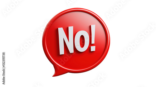 3D icon of a speech bubble with the word No