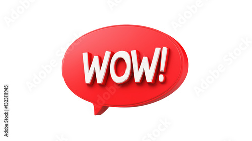3d red speech bubble with the word WOW