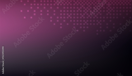 Abstract pixelated gradient with a cascade of descending square shapes against a deep purplish backdrop, invoking a sense of modern technology and a digital interface effect