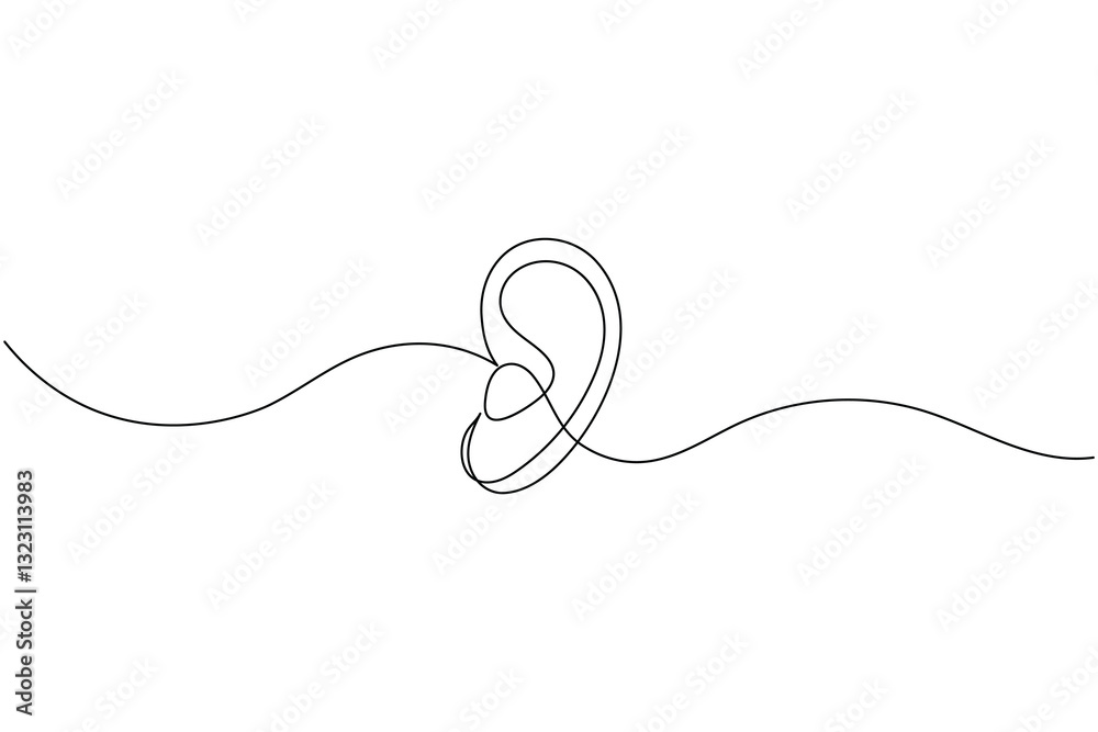 Human ear continuous one line drawing and minimalist style isolate outline vector icon Human ear continuous one line drawing and minimalist style isolate outline vector icon