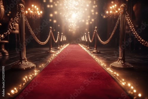The iconic red carpet marks the entrance to cinematic stardom.