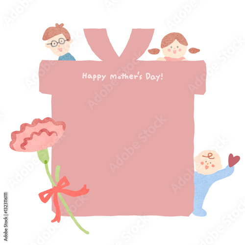Hand drawn mother's day card with family