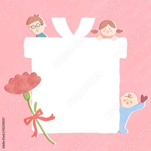 Hand drawn mother's day card with family