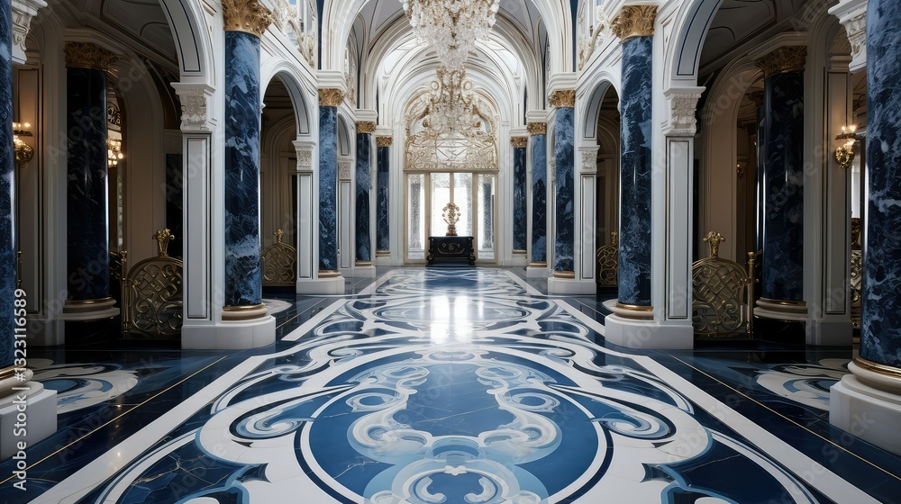 Obraz premium swirls blue and white marble
