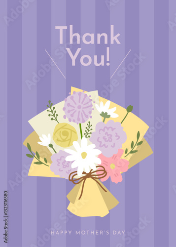 Mothers day greeting card with beautiful bouquet