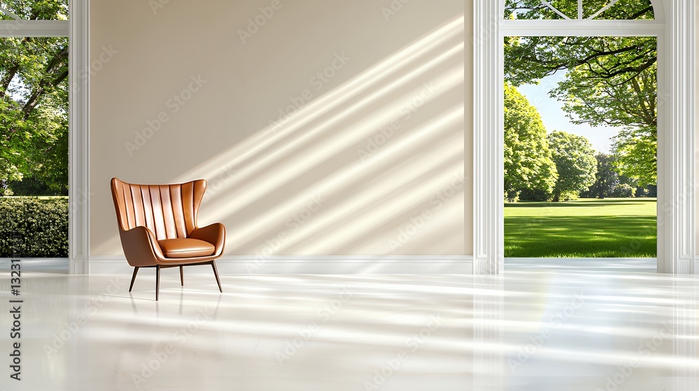 Armchair in Bright Room with View to Lush Green Garden Armchair in Bright Room with View to Lush Green Garden