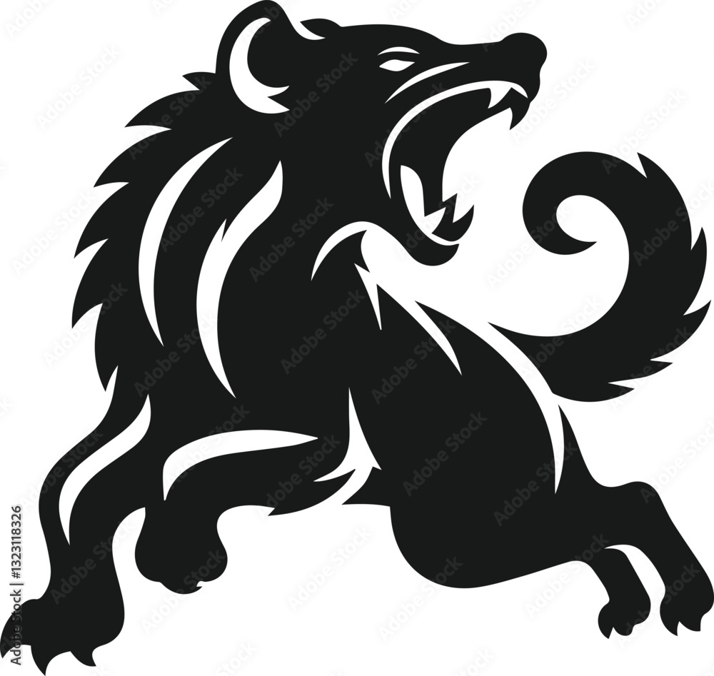 A hyena lunging with its mouth wide open vector A hyena lunging with its mouth wide open vector