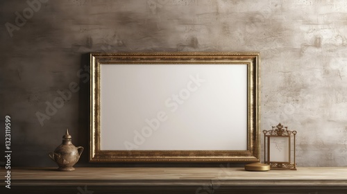 classic horizontal picture frame on table photo