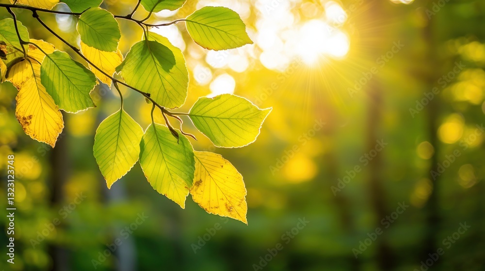 Obraz premium Golden Leaves of Autumn in Forest Light