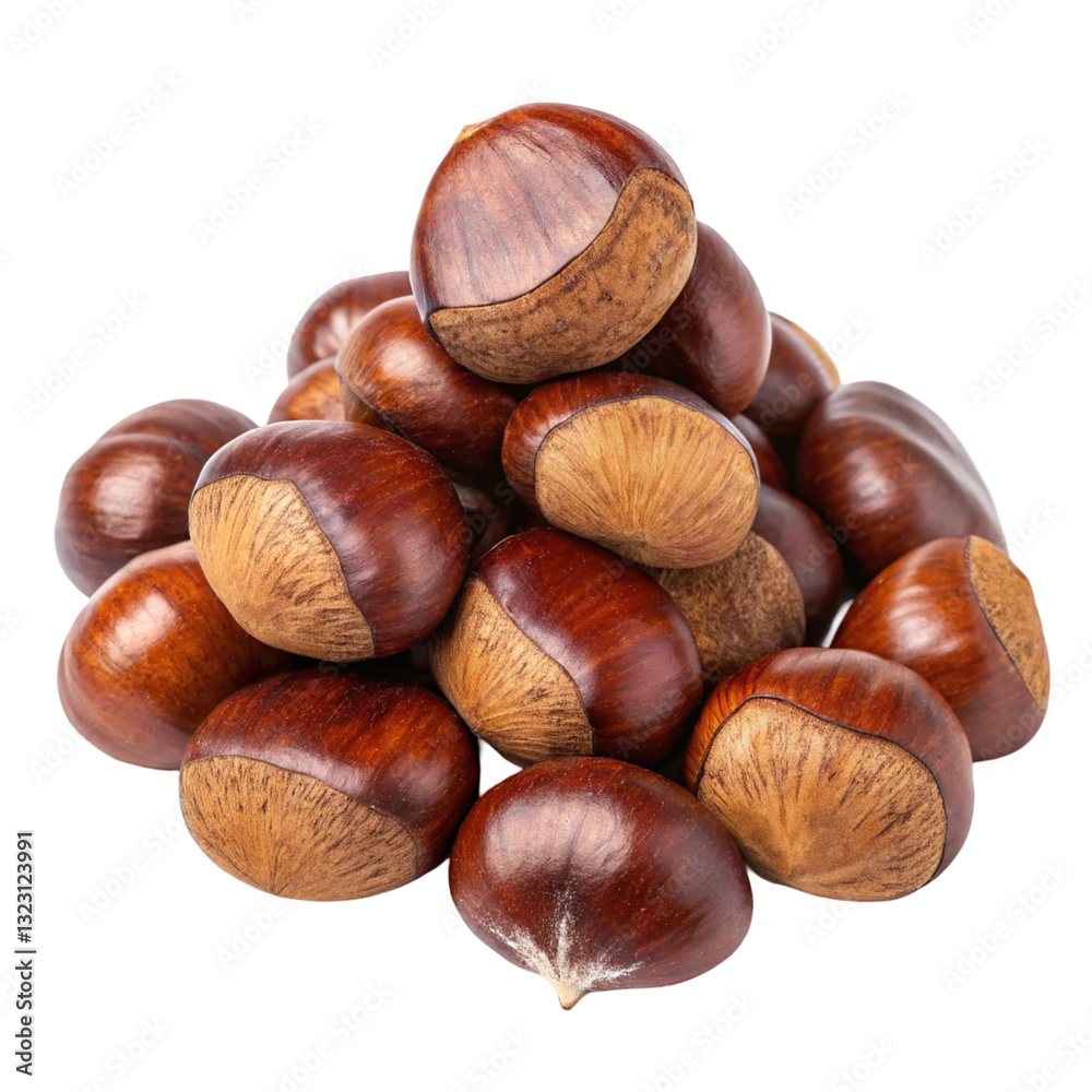 Pile of Shiny Chestnuts isolated on white background
Pile of Shiny Chestnuts isolated on white background