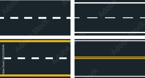 Road icon in black style vector isolated on white background. Road seamless design vector