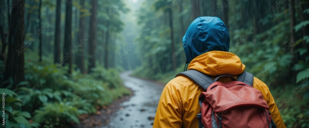 Rainy Forest Hike: Backpacker in Nature - Atmospheric/Moody Photogr. Rainy Forest Hike: Backpacker in Nature - Atmospheric/Moody Photogr.