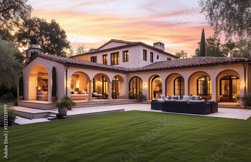  Luxurious Mediterranean Villa Exterior at Sunset
