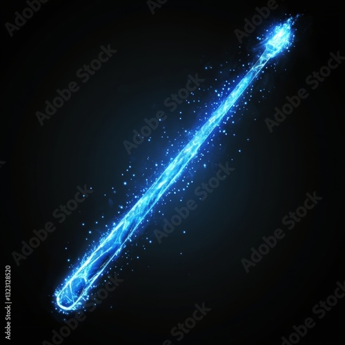 A blue glowing stick with a blue and white star on it