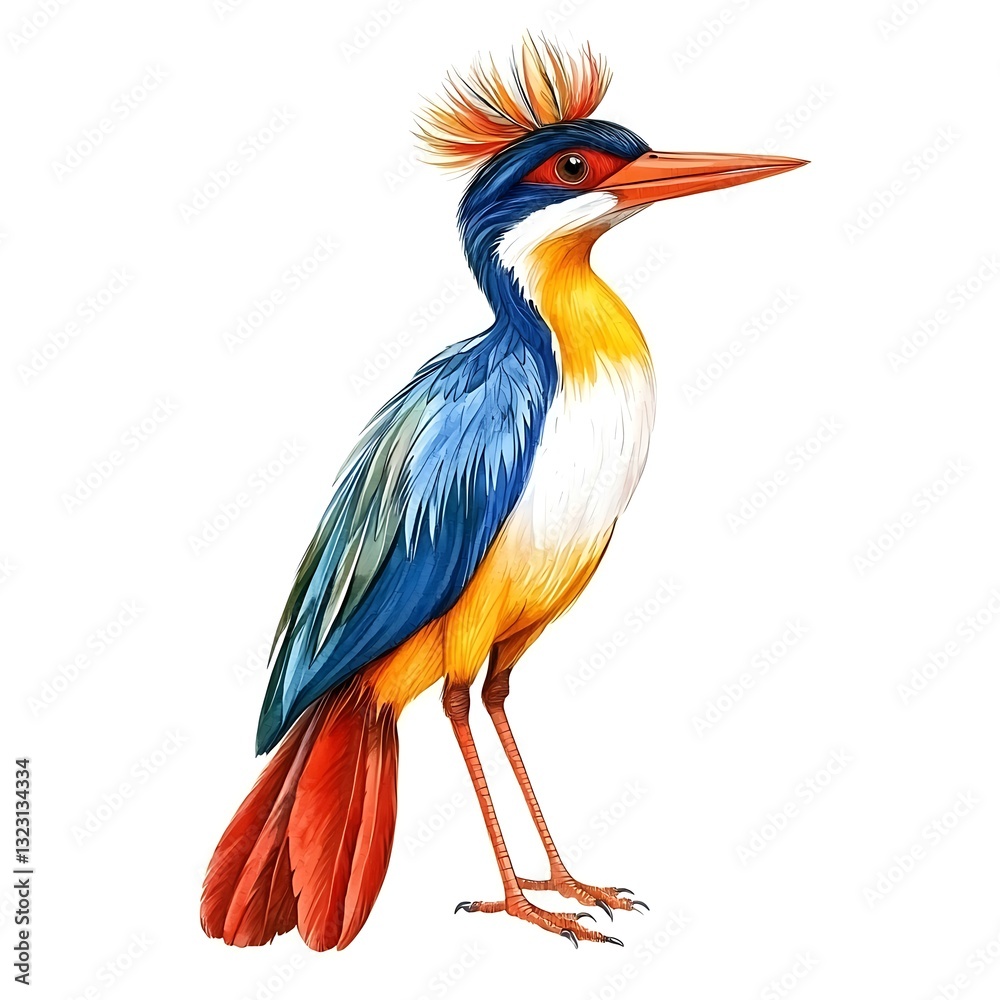 Fototapeta premium A Vibrant Illustration of a Crowned Kingfisher, a Striking Tropical Bird.