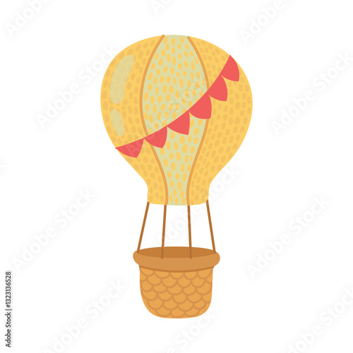 Cute Balloon with flags on white isolated background

