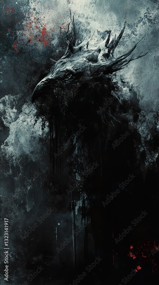 Fototapeta premium Dark Fantasy Bird: A Gothic Creature of Myth and Shadow