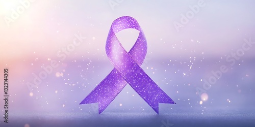 Wallpaper Mural A glowing purple cancer awareness ribbon surrounded by delicate floating sparkles in a soft pastel background Torontodigital.ca
