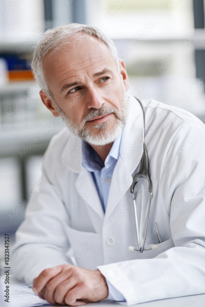Biochemist conducts research while analyzing samples at a modern laboratory bench Biochemist conducts research while analyzing samples at a modern laboratory bench