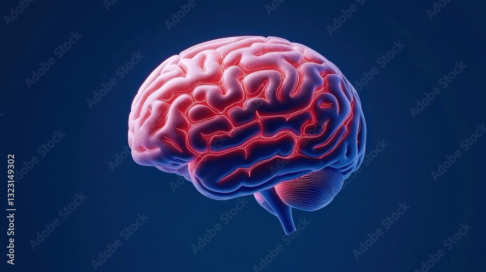Conceptual representation of a human brain analyzing data streams in a futuristic setting reflecting ai technology Conceptual representation of a human brain analyzing data streams in a futuristic setting reflecting ai technology