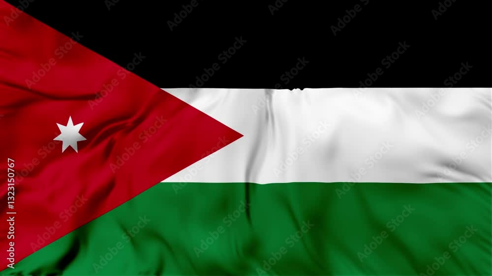 Jordan Flag Waving in The Wind, Motion Animation Jordan Flag 4K