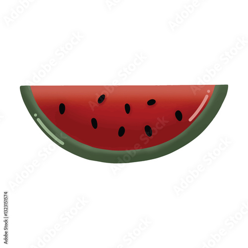 Semi Realistic Slice of Watermelon Illustration Icon Single