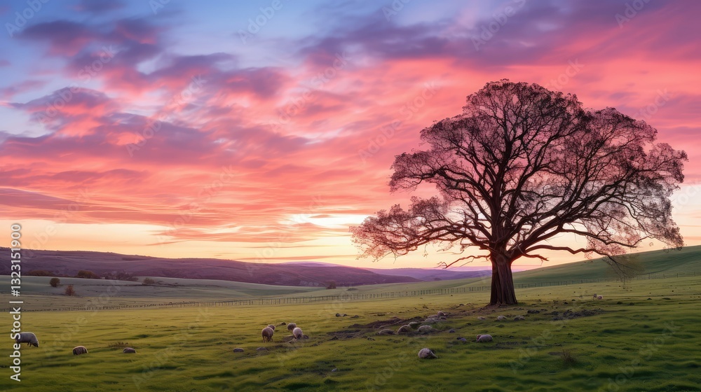 Fototapeta premium sunpeaceful spring pasture