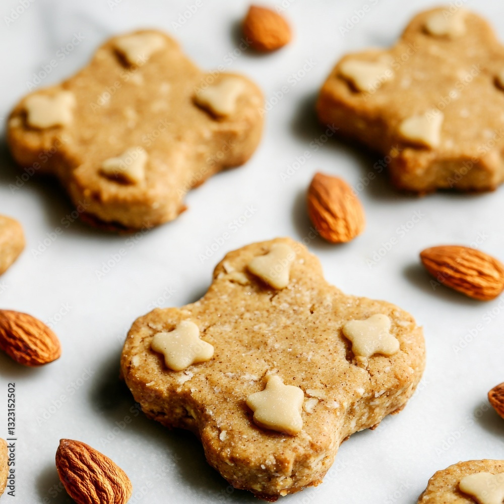 Handcrafted natural dog biscuits with almond butter and honey Handcrafted natural dog biscuits with almond butter and honey