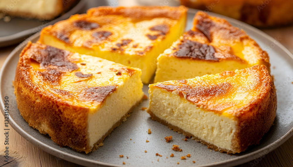 Pieces of delicious homemade lemon cheesecake on plate close up Pieces of delicious homemade lemon cheesecake on plate close up
