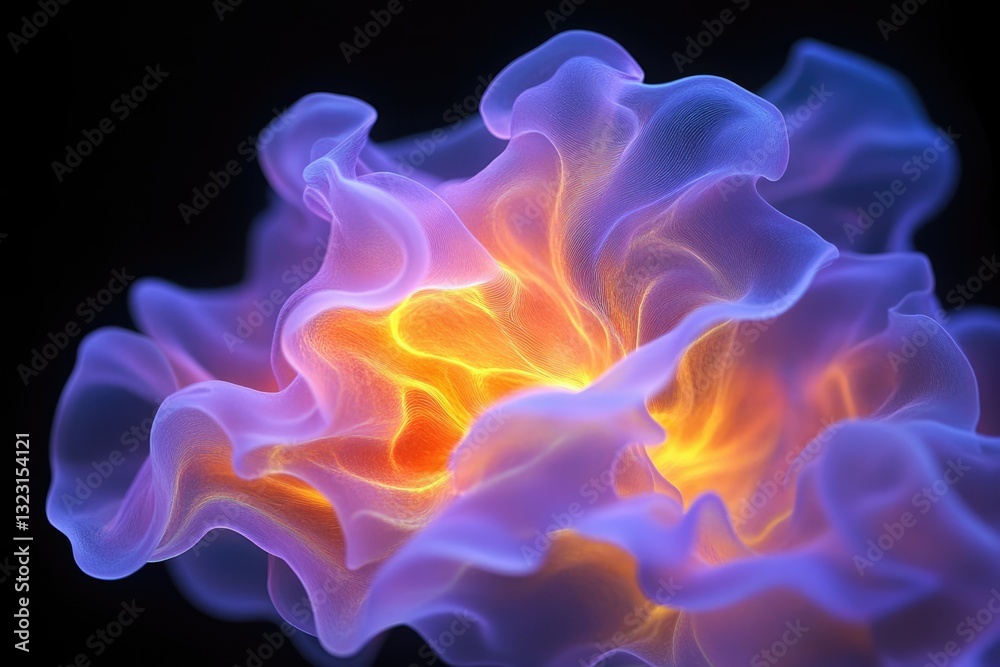 Obraz premium Abstract art depicting a vibrant, glowing, purple and orange nebula-like form.