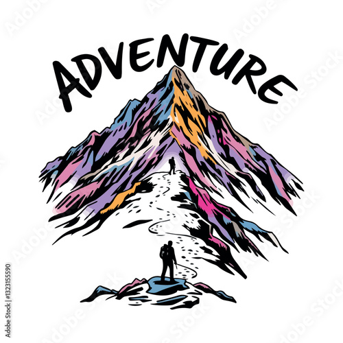 Stunning Mountain Illustration – Adventure and Exploration Art