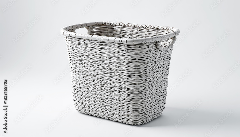 Obraz premium A white laundry basket with a rectangular shape and integrated handles
