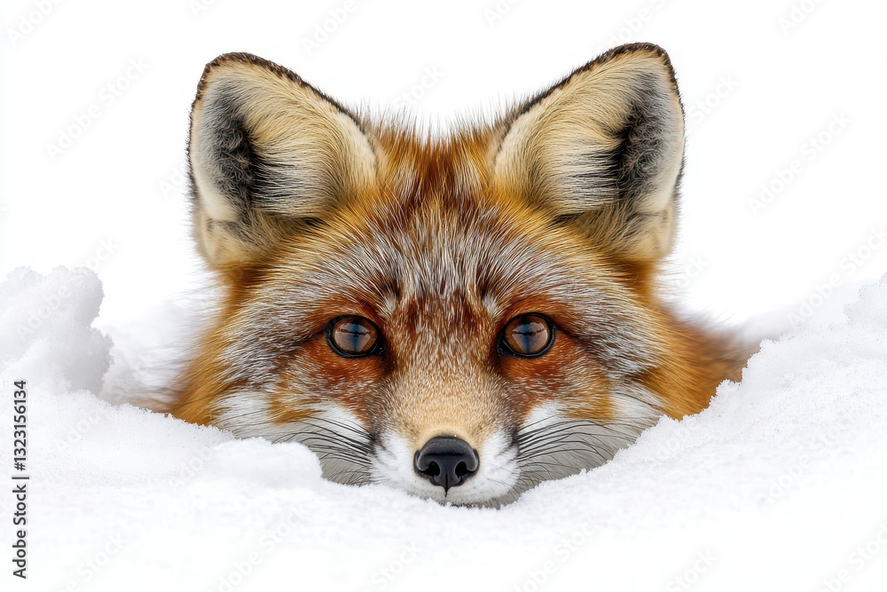 Cunning Fox Sneaking Through Snowy Landscape Cunning Fox Sneaking Through Snowy Landscape