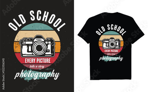 Old School Retro Photography Camera vector T-shirt Design. Vintage photoshoot Lover tshirt graphics illustration print.