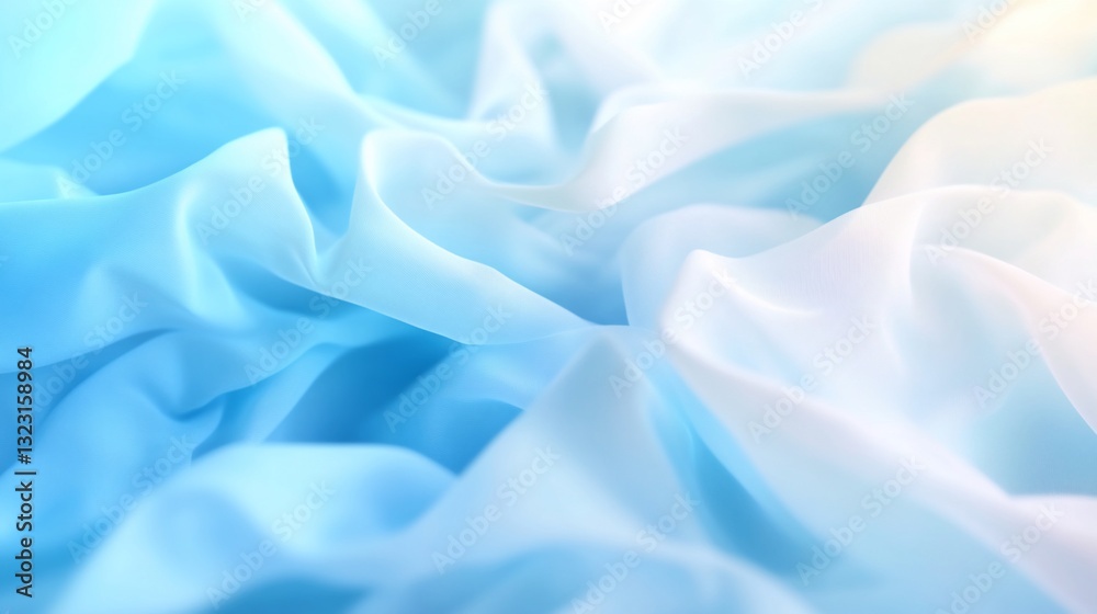 Blue and white fabric drapes, soft folds, light background, design texture Blue and white fabric drapes, soft folds, light background, design texture