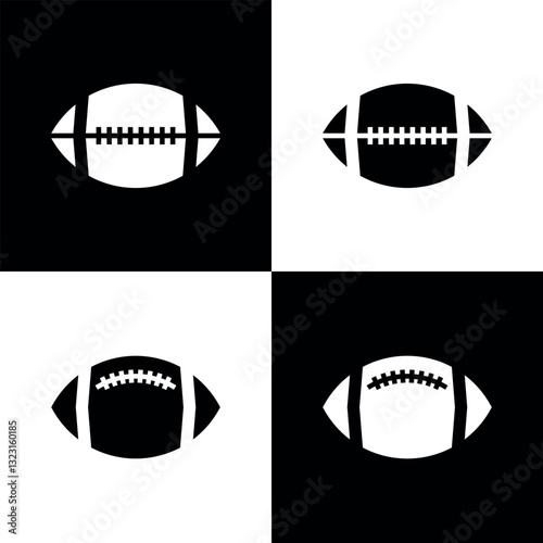 Football Icon Set in Black and White Four-Part Design