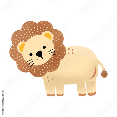 Cute Style Lion Illustration Icon Single