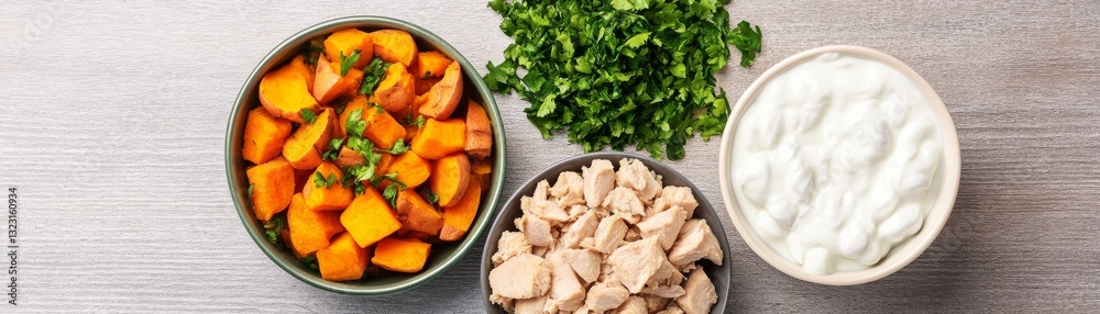 Puppy meal with steamed turkey, sweet potatoes, and probiotic yogurt Puppy meal with steamed turkey, sweet potatoes, and probiotic yogurt