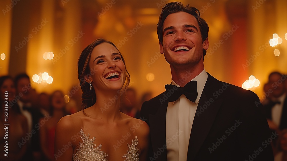 Joyful Bride and Groom at Wedding Reception Joyful Bride and Groom at Wedding Reception