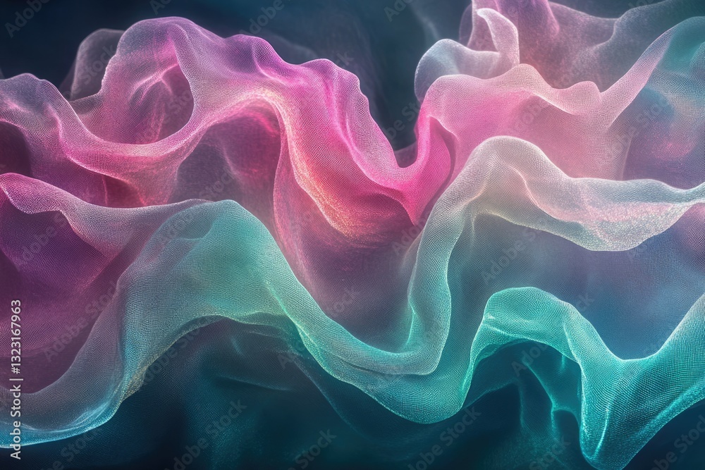 Obraz premium Abstract pastel fabric swirls, soft, ethereal, and flowing with a dreamy, delicate texture.